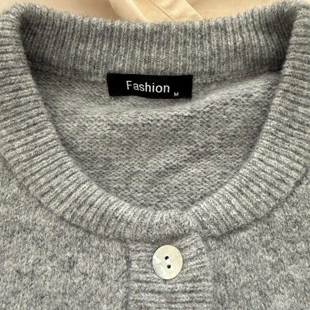 NWOT Cozy Gray Button-Up Cardigan Sweater | Size Medium - Picture 4 of 7